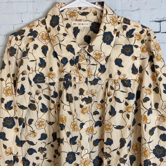 Roller Rabbit Evandra Floral Noemie Top Sz L Boho Feminine Romantic Official - Picture 6 of 16